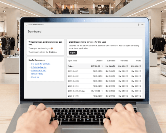 Monthly reports screen in the WebCEO E-Invoice app