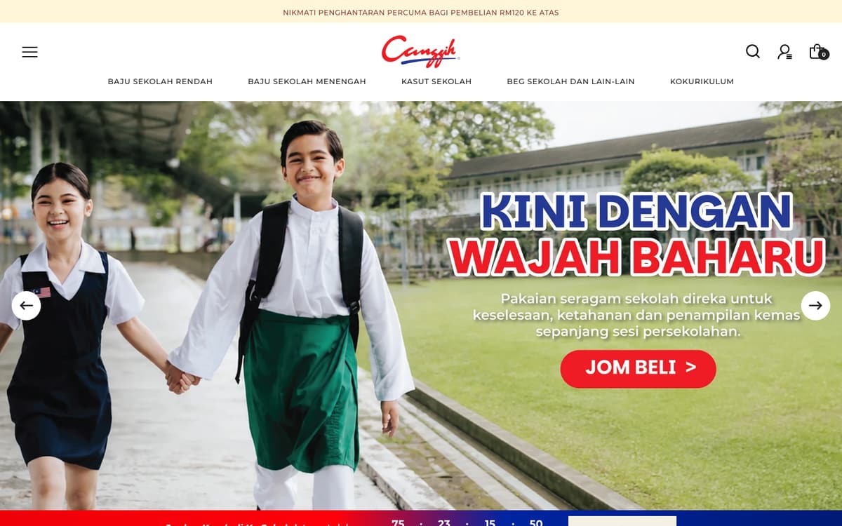 Canggih online store homepage